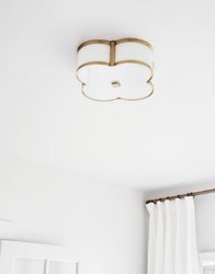 Casa Padrino Luxury Ceiling Light Antique Brass / White 42.6 x 42.6 x H. 14 cm - Ceiling Lamp in Shamrock Shape - Luxury Quality