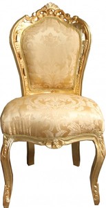 Casa Padrino Barocco Cena sedia dell'oro disegno floreale / Oro senza braccioli - Mobili antichi Casa Padrino Barocco Cena sedia dell'oro disegno floreale / Oro senza braccioli - Mobili antichi