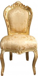 Casa Padrino Baroque dining room chair Gold Flower Pattern / Gold without armrests Casa Padrino Baroque dining room chair Gold Flower Pattern / Gold without armrests
