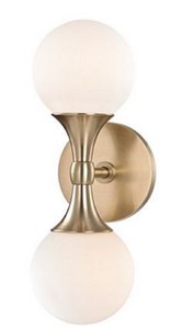 Casa Padrino Lámpara de Pared LED de Lujo Latón Antiguo / Blanco 12,1 x 15,2 x H. 34,2 cm - Lámpara de Pared con Pantallas de Cristal Esférico