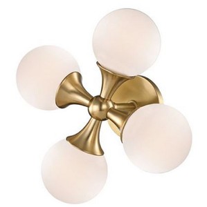 Casa Padrino Lámpara de Pared LED de Lujo Latón Antiguo / Blanco 35,6 x 17,2 x H. 35,6 cm - Lámpara de Pared con Pantallas de Cristal Esférico