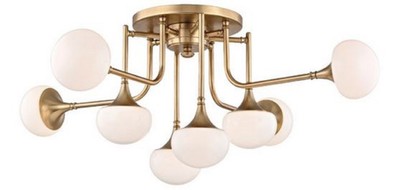 Casa Padrino Luxury LED Ceiling Lamp Antique Brass / White Ø 92.7 x H. 36.8 cm - Ceiling Light with Spherical Glass Lampshades - Luxury Quality