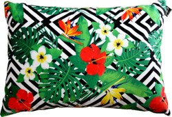 Casa Padrino Luxury Cushion Miami Flowers Noir / Blanc / Multicolore 35 x 55 cm - Velours de luxe - Coussin de salon Casa Padrino Luxury Cushion Miami Flowers Noir / Blanc / Multicolore 35 x 55 cm - Velours de luxe - Coussin de salon