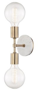 Casa Padrino lámpara de pared doble de lujo latón antiguo / blanco 12,7 x 16,5 x H. 50,8 cm - Lámpara de Pared para Hoteles y Restaurantes