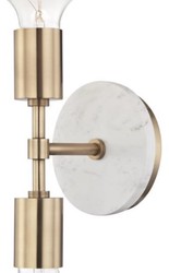 Casa Padrino lampada da parete doppia di lusso ottone antico / bianco 12,7 x 16,5 x H. 50,8 cm - Lampada da Parete per Hotel e Ristoranti