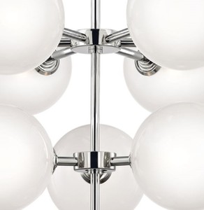 Casa Padrino Luxus LED Kronleuchter Silber Ø 75,6 x H. 63,5 cm - Kronleuchter mit kugelförmigen Lampenschirmen - Luxus Qualität