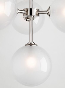 Casa Padrino Luxus LED Kronleuchter Silber Ø 75,6 x H. 63,5 cm - Kronleuchter mit kugelförmigen Lampenschirmen - Luxus Qualität
