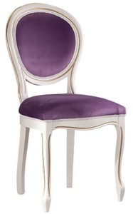 Casa Padrino Chaise de Salle à Manger Baroque de Luxe Blanc / Or / Violet 47 x 42 x H. 98,5 cm - Mobilier de Salle à Manger Baroque