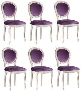 Casa Padrino Set di Sala da Pranzo Barocco di Lusso Bianco / Oro / Viola 47 x 42 x H. 98,5 cm - 6 Sedie da Pranzo - Mobili da Sala da Pranzo Barocco Casa Padrino Set di Sala da Pranzo Barocco di Lusso Bianco / Oro / Viola 47 x 42 x H. 98,5 cm - 6 Sedie da Pranzo - Mobili da Sala da Pranzo Barocco
