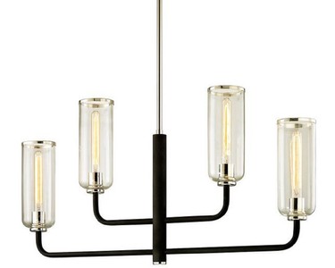 Casa Padrino lustre de luxe noir / argent 109,2 x 12,1 x H. 55,9 cm - Lustre avec Abat-Jour en Verre