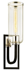 Casa Padrino lámpara de pared de lujo negro / plata 14 x 15,9 x H. 50,2 cm - Lámpara de Hotel y Restaurante con Pantalla de Vidrio