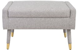 Casa Padrino sgabello per i piedi di lusso grigio / oro 76 x 62 x H. 46 cm - Sgabello da Salotto Stile Neoclassico - Mobili di Design per Soggiorno