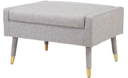 Casa Padrino sgabello per i piedi di lusso grigio / oro 76 x 62 x H. 46 cm - Sgabello da Salotto Stile Neoclassico - Mobili di Design per Soggiorno