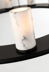 Casa Padrino lámpara colgante de lujo negro / blanco Ø 63,5 x H. 19,1 cm - Lámpara Colgante Redonda con Pantalla de mármol