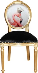 Casa Padrino Ensemble de Chaises de Salle à Manger Baroque de Luxe Flamant avec Couronne Or / Noir / Multicolore 48 x 50 x H. 98 cm - 4 Chaises Faites Main avec Bling Bling Strass - Mobilier de Salle à Manger Baroque Casa Padrino Ensemble de Chaises de Salle à Manger Baroque de Luxe Flamant avec Couronne Or / Noir / Multicolore 48 x 50 x H. 98 cm - 4 Chaises Faites Main avec Bling Bling Strass - Mobilier de Salle à Manger Baroque