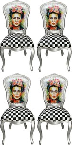 Casa Padrino Set di Sala da Pranzo Barocco di Lusso Madmoisell Argento / Multicolore 55 x 54 x H. 103 cm - 4 Sedie da Pranzo Fatte a Mano con Strass Bling Bling - Arredamento Barocco Sala da Pranzo Casa Padrino Set di Sala da Pranzo Barocco di Lusso Madmoisell Argento / Multicolore 55 x 54 x H. 103 cm - 4 Sedie da Pranzo Fatte a Mano con Strass Bling Bling - Arredamento Barocco Sala da Pranzo