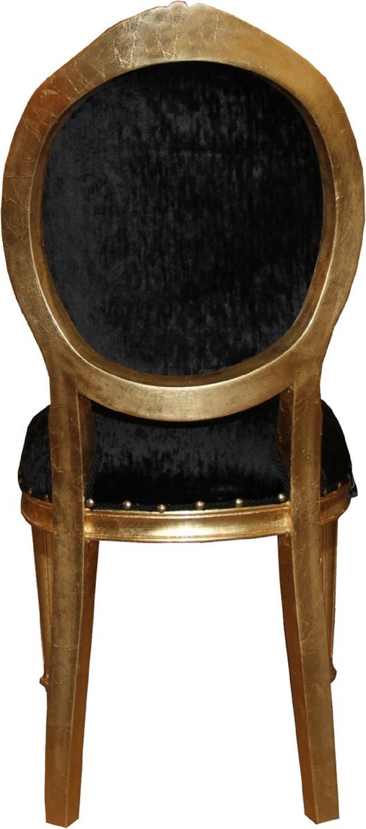 Casa Padrino Conjunto de Sillas de Comedor Barroco de Lujo Medallón Negro / Oro 50 x 52 x H. 99 cm - 6 Sillas de Comedor Hechas a Mano - Muebles de Comedor Barrocos Casa Padrino Conjunto de Sillas de Comedor Barroco de Lujo Medallón Negro / Oro 50 x 52 x H. 99 cm - 6 Sillas de Comedor Hechas a Mano - Muebles de Comedor Barrocos