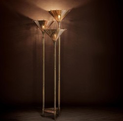 Casa Padrino lampadaire de luxe laiton vintage 70 x 70 x H. 197 cm - Lampadaire Hotel & Restaurant