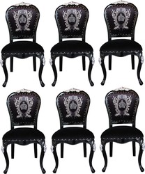 Pompöös by Casa Padrino Luxury Baroque Dining Chairs with Crown Black / Silver - Pompöös Baroque Chairs designed by Harald Glööckler - 6 Dining Chairs Pompöös by Casa Padrino Luxury Baroque Dining Chairs with Crown Black / Silver - Pompöös Baroque Chairs designed by Harald Glööckler - 6 Dining Chairs
