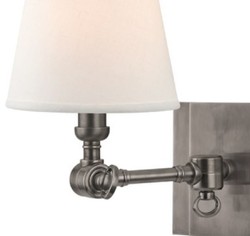 Casa Padrino lampada da parete di lusso argento antico / bianco 15,2 x 24,1 x H. 25,4 cm - Lampada da Parete con Braccio Girevole