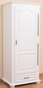 Casa Padrino Landhausstil Schlafzimmerschrank / Kleiderschrank mit Tür und Schublade Weiß 79,5 x 54 x H. 186 cm - Schlafzimmermöbel
