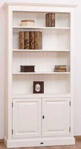 Casa Padrino Landhausstil Bücherschrank mit 2 Türen Weiß casa padrino landhausstil wohnzimmer hotel büro massivholz kiefernholz schrank bücherschrank regalschrank büroschrank wohnzimmerschrank ladeneinrchtung möbel
