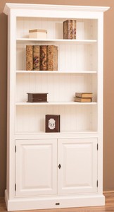 Casa Padrino Landhausstil Bücherschrank / Regalschrank Weiß 110 x 39 x H. 210 cm - Wohnzimmerschrank mit 2 Türen