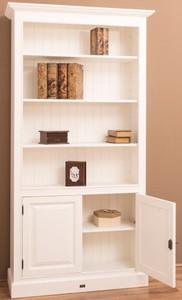Casa Padrino Landhausstil Bücherschrank / Regalschrank Weiß 110 x 39 x H. 210 cm - Wohnzimmerschrank mit 2 Türen