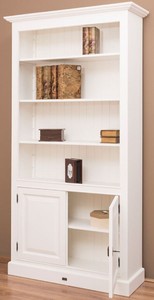 Casa Padrino Landhausstil Bücherschrank / Regalschrank Weiß 110 x 39 x H. 210 cm - Wohnzimmerschrank mit 2 Türen