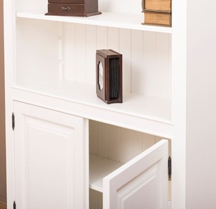 Casa Padrino Landhausstil Bücherschrank / Regalschrank Weiß 110 x 39 x H. 210 cm - Wohnzimmerschrank mit 2 Türen