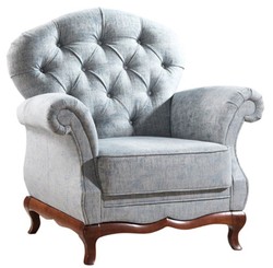 Casa Padrino Luxury Art Deco Chesterfield Living Room Armchair Vintage Blue / Dark Brown 99 x 90 x H. 98 cm - Living Room Furniture