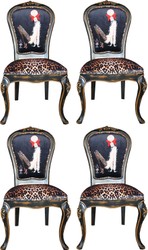 casa padrino luxus barock esszimmer set 4 massivholz samt esszimmerstühle küchenstühle dame mit high heels esszimmer hotel restaurant möbel küchenmöbel 