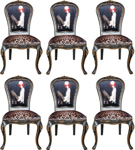 Casa Padrino Set di Sedie da Pranzo Barocco di Lusso Signora con Tacco Alto Leopard / Nero / Marrone 50 x 50 x H. 110 cm - 6 Sedie da Pranzo Fatti a Mano - Mobili Barocchi Casa Padrino Set di Sedie da Pranzo Barocco di Lusso Signora con Tacco Alto Leopard / Nero / Marrone 50 x 50 x H. 110 cm - 6 Sedie da Pranzo Fatti a Mano - Mobili Barocchi