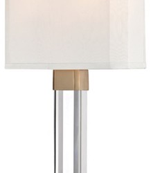 Casa Padrino applique murale de luxe laiton antique / blanc 22,9 x 10,2 x H. 54,6 cm - Applique Murale Moderne avec Verre en Cristal et Abat-Jour en Soie