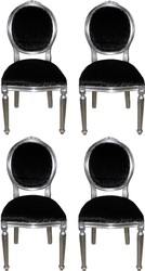 Casa Padrino Set di Sala da Pranzo Barocco di Lusso Medaglione Nero / Argento 50 x 52 x H. 99 cm - 4 Sedie da Pranzo Fatte a Mano - Arredamento Barocco Sala da Pranzo Casa Padrino Set di Sala da Pranzo Barocco di Lusso Medaglione Nero / Argento 50 x 52 x H. 99 cm - 4 Sedie da Pranzo Fatte a Mano - Arredamento Barocco Sala da Pranzo