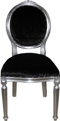 Casa Padrino Set di Sala da Pranzo Barocco di Lusso Medaglione Nero / Argento 50 x 52 x H. 99 cm - 4 Sedie da Pranzo Fatte a Mano - Arredamento Barocco Sala da Pranzo Casa Padrino Set di Sala da Pranzo Barocco di Lusso Medaglione Nero / Argento 50 x 52 x H. 99 cm - 4 Sedie da Pranzo Fatte a Mano - Arredamento Barocco Sala da Pranzo