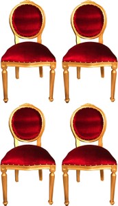 Casa Padrino Set di Sala da Pranzo Barocco di Lusso Medaglione Rosso Bordeaux / Oro 50 x 52 x H. 99 cm - 4 Sedie da Pranzo Fatte a Mano - Arredamento Barocco Sala da Pranzo Casa Padrino Set di Sala da Pranzo Barocco di Lusso Medaglione Rosso Bordeaux / Oro 50 x 52 x H. 99 cm - 4 Sedie da Pranzo Fatte a Mano - Arredamento Barocco Sala da Pranzo