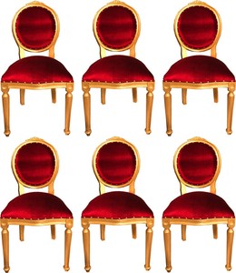 Casa Padrino Set di Sala da Pranzo Barocco di Lusso Medaglione Rosso Bordeaux / Oro 50 x 52 x H. 99 cm - 6 Sedie da Pranzo Fatte a Mano - Arredamento Barocco Sala da Pranzo Casa Padrino Set di Sala da Pranzo Barocco di Lusso Medaglione Rosso Bordeaux / Oro 50 x 52 x H. 99 cm - 6 Sedie da Pranzo Fatte a Mano - Arredamento Barocco Sala da Pranzo