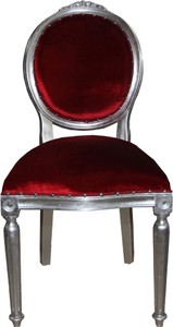 Casa Padrino Luxus Barock Esszimmer Set Medaillon Bordeauxrot / Silber 50 x 52 x H. 99 cm - 4 handgefertigte Esszimmerstühle - Barock Esszimmermöbel
