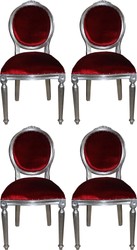 Casa Padrino Luxus Barock Esszimmer Set 4 Esszimmerstühle Medaillon Bordeauxrot / Silber casa padrino luxus barock esszimmer set 4 massivholz samt esszimmerstühle küchenstühle medaillon esszimmer hotel restaurant möbel küchenmöbel