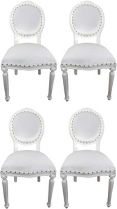Casa Padrino Set di Sala da Pranzo Barocco di Lusso Medaglione Bianco 50 x 52 x H. 99 cm - 4 Sedie da Pranzo Fatte a Mano - Arredamento Barocco Sala da Pranzo Casa Padrino Set di Sala da Pranzo Barocco di Lusso Medaglione Bianco 50 x 52 x H. 99 cm - 4 Sedie da Pranzo Fatte a Mano - Arredamento Barocco Sala da Pranzo