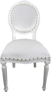 Casa Padrino Luxus Barock Esszimmer Set Medaillon Weiß 50 x 52 x H. 99 cm - 4 handgefertigte Esszimmerstühle - Barock Esszimmermöbel