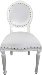 Casa Padrino Set di Sala da Pranzo Barocco di Lusso Medaglione Bianco 50 x 52 x H. 99 cm - 4 Sedie da Pranzo Fatte a Mano - Arredamento Barocco Sala da Pranzo