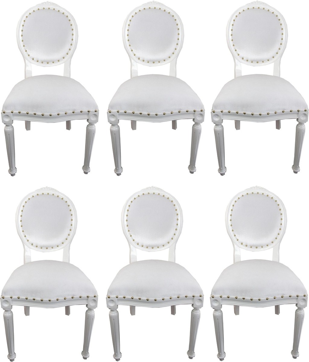 Casa Padrino Luxus Barock Esszimmer Set 6 Esszimmerstühle Medaillon Weiß casa padrino luxus barock esszimmer set 6 massivholz samt esszimmerstühle küchenstühle medaillon esszimmer hotel restaurant möbel küchenmöbel