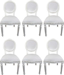 Casa Padrino Set di Sala da Pranzo Barocco di Lusso Medaglione Bianco 50 x 52 x H. 99 cm - 6 Sedie da Pranzo Fatte a Mano - Arredamento Barocco Sala da Pranzo Casa Padrino Set di Sala da Pranzo Barocco di Lusso Medaglione Bianco 50 x 52 x H. 99 cm - 6 Sedie da Pranzo Fatte a Mano - Arredamento Barocco Sala da Pranzo