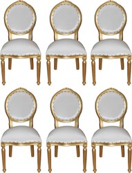 Casa Padrino Luxus Barock Esszimmer Set 6 Esszimmerstühle Medaillon Weiß / Gold casa padrino luxus barock esszimmer set 6 massivholz samt esszimmerstühle küchenstühle medaillon esszimmer hotel restaurant möbel küchenmöbel