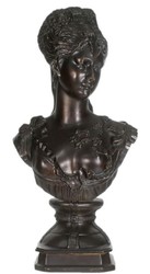 Casa Padrino busto barroco señora negro 37 x 22 x H. 70 cm - Figura Decorativa en Estilo Barroco