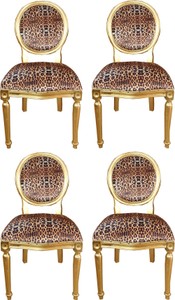 Casa Padrino Set di Sala da Pranzo Barocco di Lusso Medaglione Leopardo / Oro 50 x 52 x H. 99 cm - 4 Sedie da Pranzo Fatte a Mano - Arredamento Barocco Sala da Pranzo Casa Padrino Set di Sala da Pranzo Barocco di Lusso Medaglione Leopardo / Oro 50 x 52 x H. 99 cm - 4 Sedie da Pranzo Fatte a Mano - Arredamento Barocco Sala da Pranzo