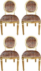 Casa Padrino Conjunto de Sillas de Comedor Barroco de Lujo Medallón Leopardo / Oro 50 x 52 x H. 99 cm - 4 Sillas de Comedor Hechas a Mano - Muebles de Comedor Barrocos Casa Padrino Conjunto de Sillas de Comedor Barroco de Lujo Medallón Leopardo / Oro 50 x 52 x H. 99 cm - 4 Sillas de Comedor Hechas a Mano - Muebles de Comedor Barrocos