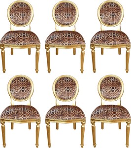 Casa Padrino Set di Sala da Pranzo Barocco di Lusso Medaglione Leopardo / Oro 50 x 52 x H. 99 cm - 6 Sedie da Pranzo Fatte a Mano - Arredamento Barocco Sala da Pranzo Casa Padrino Set di Sala da Pranzo Barocco di Lusso Medaglione Leopardo / Oro 50 x 52 x H. 99 cm - 6 Sedie da Pranzo Fatte a Mano - Arredamento Barocco Sala da Pranzo